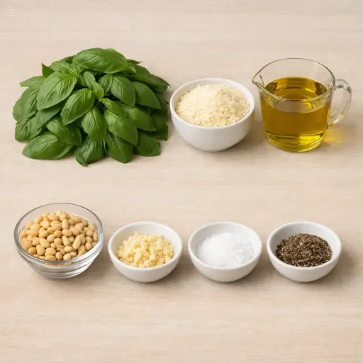 Ingredients for Traditional Basil Pesto