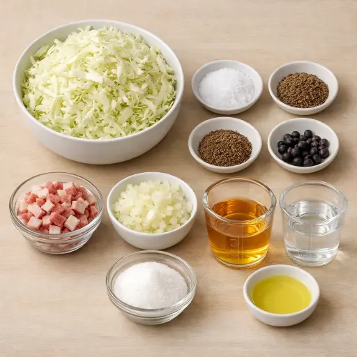 Ingredients for Traditional Bavarian Sauerkraut