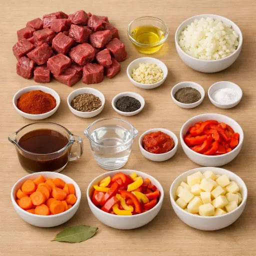 Ingredients for Traditional Beef Goulash