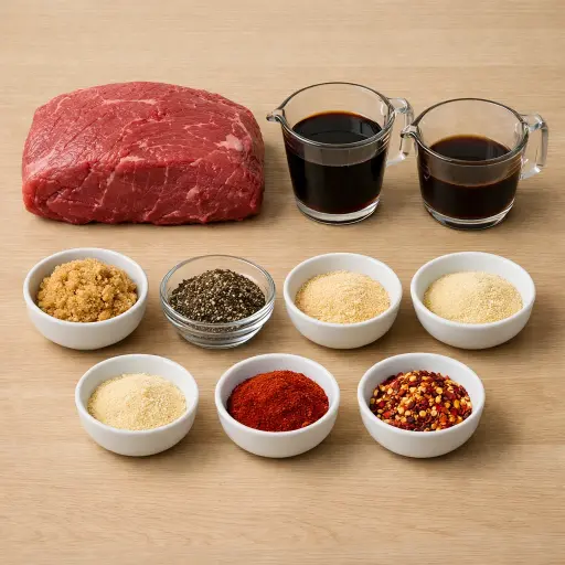 Ingredients for Traditional Beef Jerky
