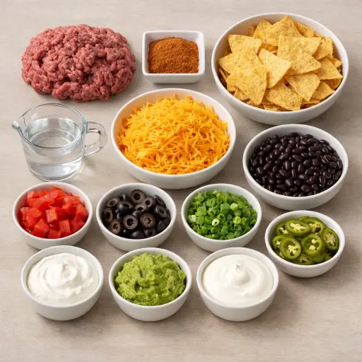 Ingredients for Traditional Beef Nachos