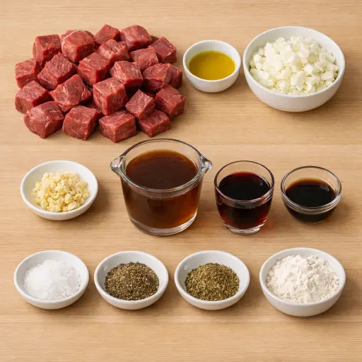 Ingredients for Traditional Beef Tips