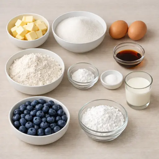 Ingredients for Traditional Blueberry Cake