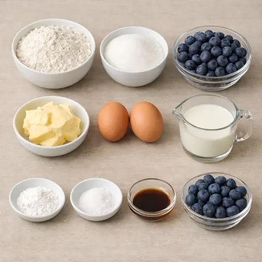 Ingredients for Traditional Blueberry Loaf