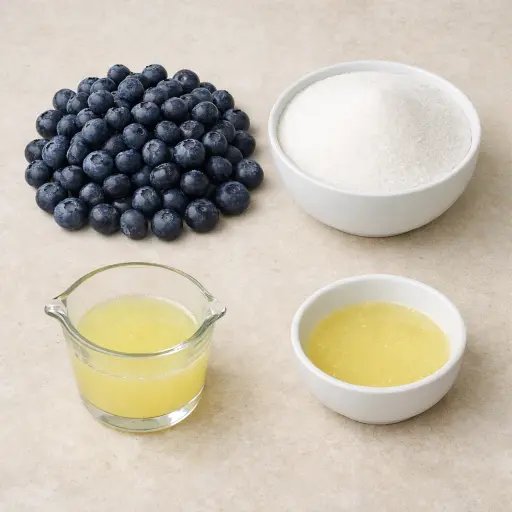 Ingredients for Traditional Blueberry Preserve