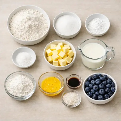 Ingredients for Traditional Blueberry Scones