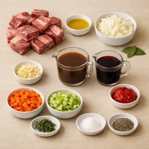 Ingredients for Traditional Braised Beef Short Ribs