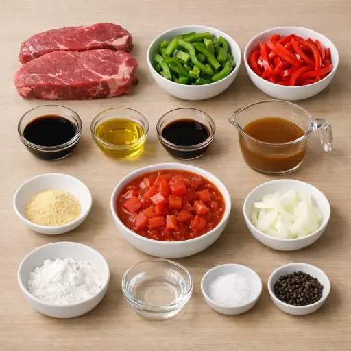 Ingredients for Traditional Braised Pepper Steak