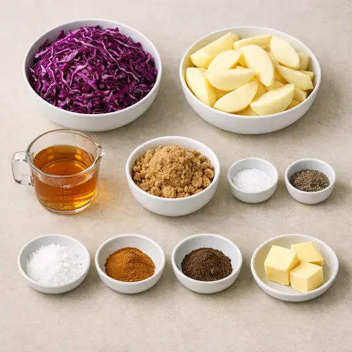 Ingredients for Traditional Braised Red Cabbage