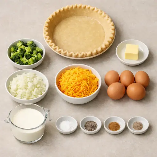 Ingredients for Traditional Broccoli Quiche