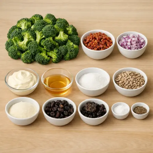 Ingredients for Traditional Broccoli Salad