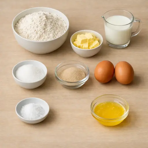 Ingredients for Traditional Butter Crescent Rolls