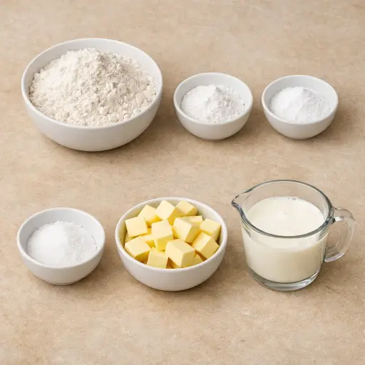 Ingredients for Traditional Buttermilk Biscuits