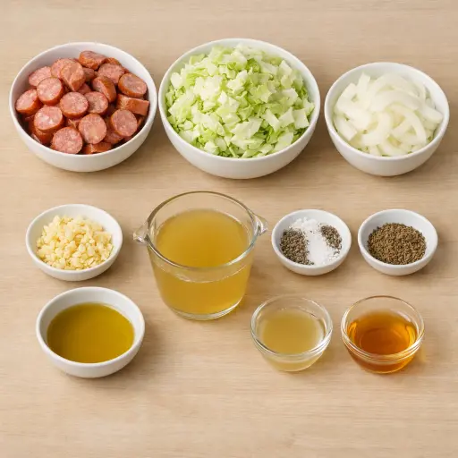 Ingredients for Traditional Cabbage and Kielbasa