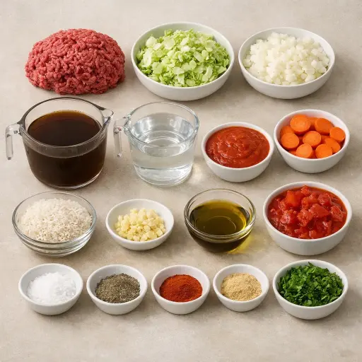 Ingredients for Traditional Cabbage Roll Soup
