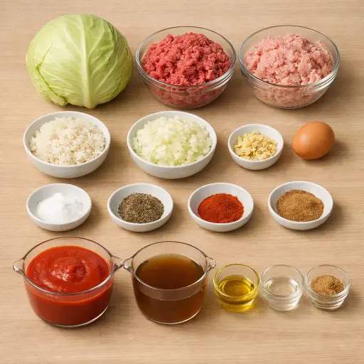 Ingredients for Traditional Cabbage Rolls