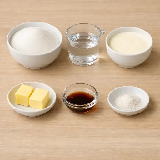Ingredients for Traditional Caramel Sauce