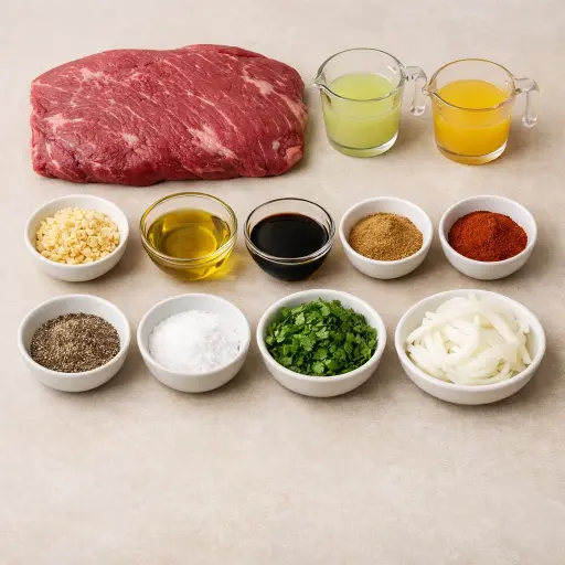Ingredients for Traditional Carne Asada