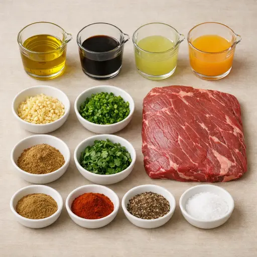 Ingredients for Traditional Carne Asada Marinade