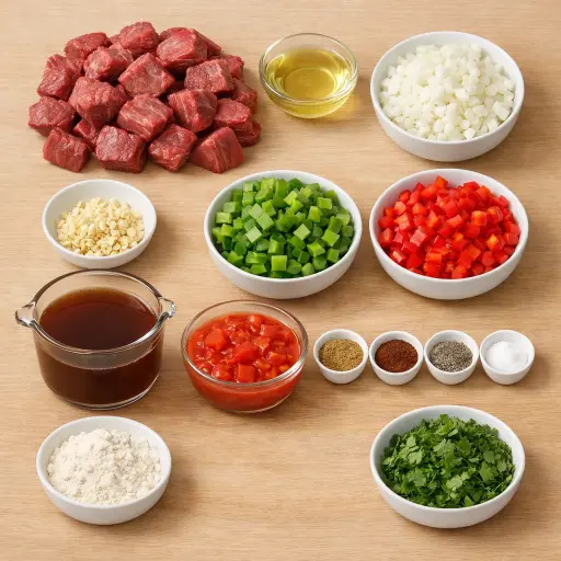 Ingredients for Traditional Carne Guisada