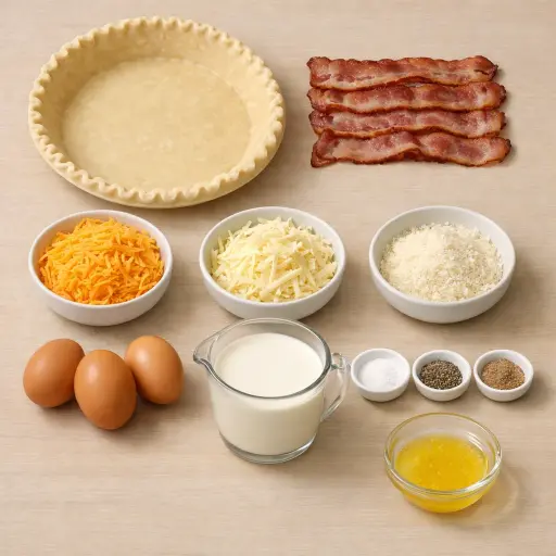 Ingredients for Traditional Cheese and Bacon Quiche
