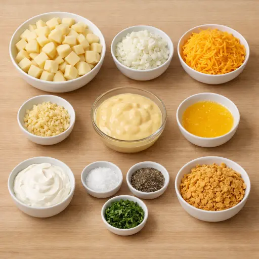 Ingredients for Traditional Cheesy Potato Casserole