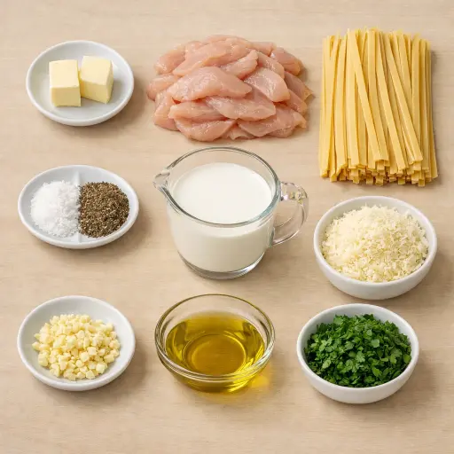 Ingredients for Traditional Chicken Alfredo