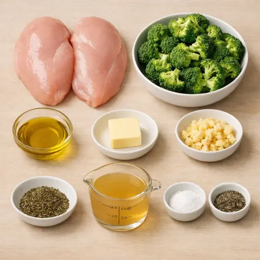 Ingredients for Traditional Chicken and Broccoli Delight