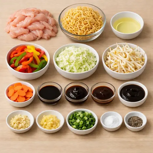 Ingredients for Traditional Chicken Chow Mein