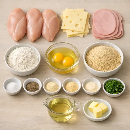 Ingredients for Traditional Chicken Cordon Bleu
