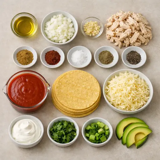 Ingredients for Traditional Chicken Enchilada Bake