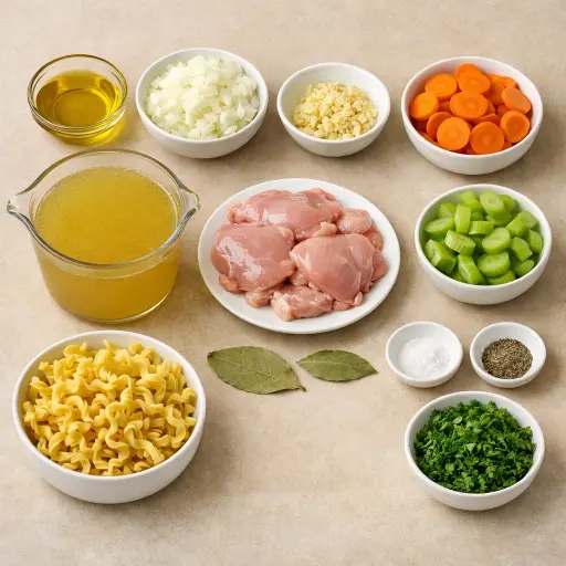 Ingredients for Traditional Chicken Noodle Soup