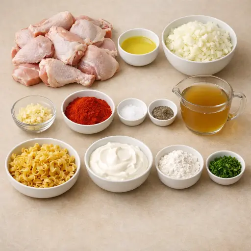 Ingredients for Traditional Chicken Paprikash