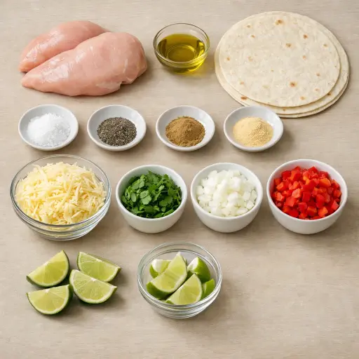 Ingredients for Traditional Chicken Quesadilla