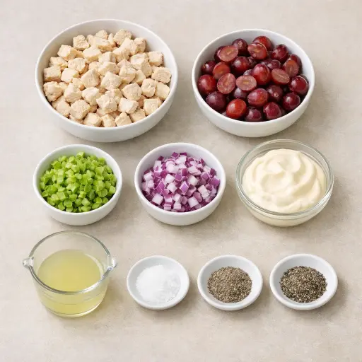 Ingredients for Traditional Chicken Salad with Grapes