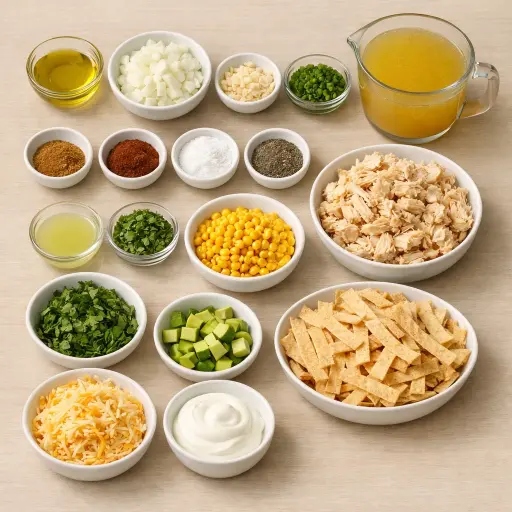 Ingredients for Traditional Chicken Tortilla Soup