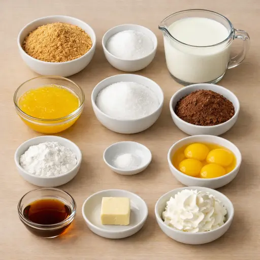 Ingredients for Traditional Chocolate Pudding Pie