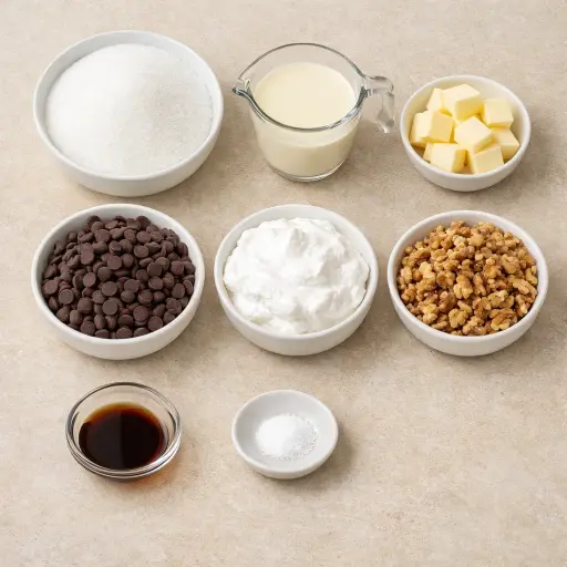 Ingredients for Traditional Chocolate Walnut Fudge