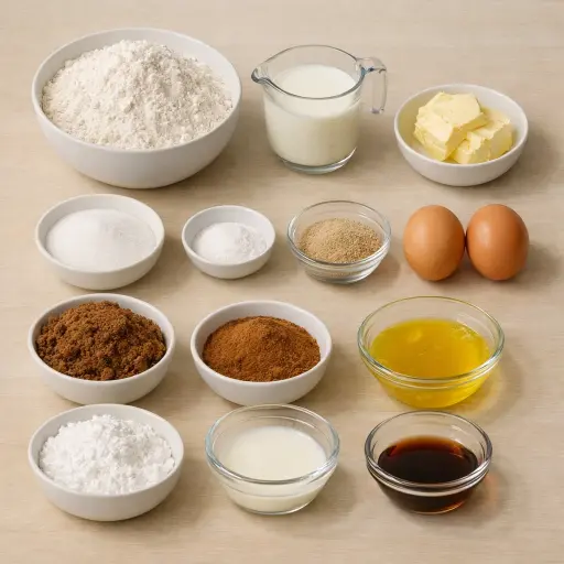 Ingredients for Traditional Cinnamon Rolls