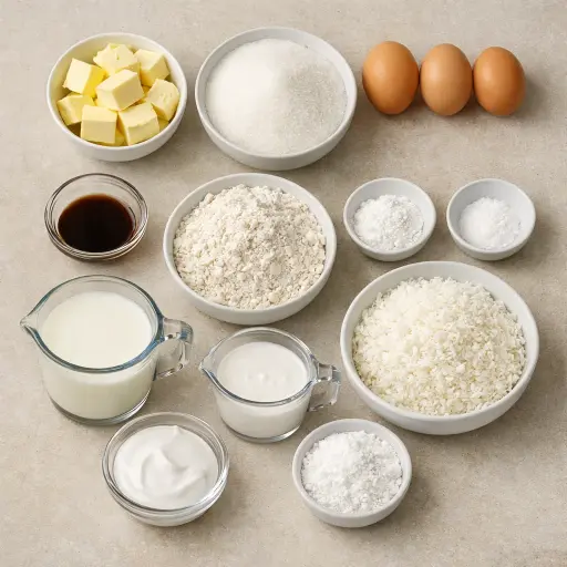 Ingredients for Traditional Coconut Cake