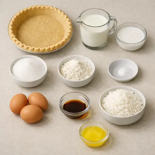 Ingredients for Traditional Coconut Custard Pie