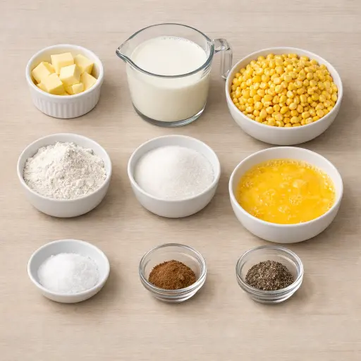 Ingredients for Traditional Corn Pudding Delight