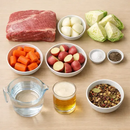 Ingredients for Traditional Corned Beef and Cabbage
