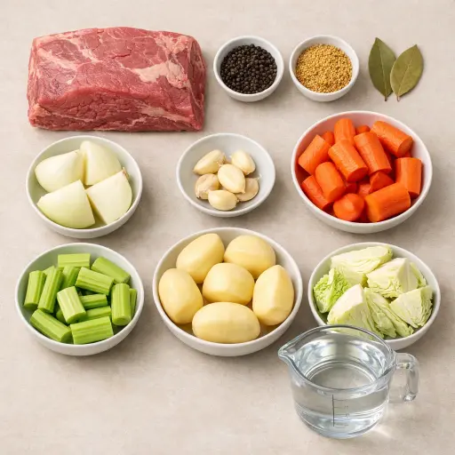 Ingredients for Traditional Corned Beef Roast