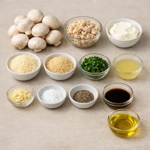 Ingredients for Traditional Crab Stuffed Mushrooms