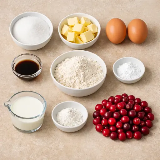 Ingredients for Traditional Cranberry Cake