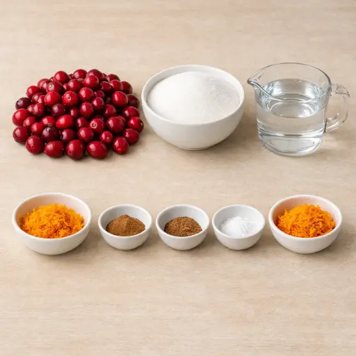 Ingredients for Traditional Cranberry Sauce