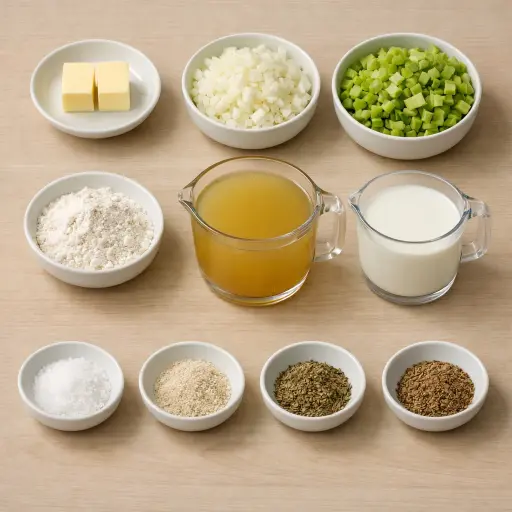 Ingredients for Traditional Cream of Celery Soup
