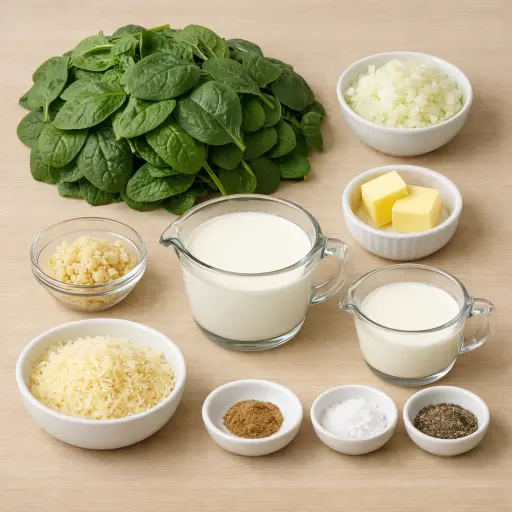 Ingredients for Traditional Creamed Spinach