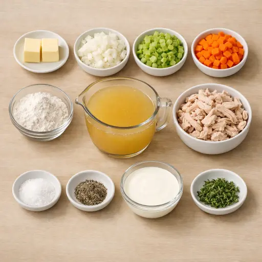 Ingredients for Traditional Creamy Chicken Soup